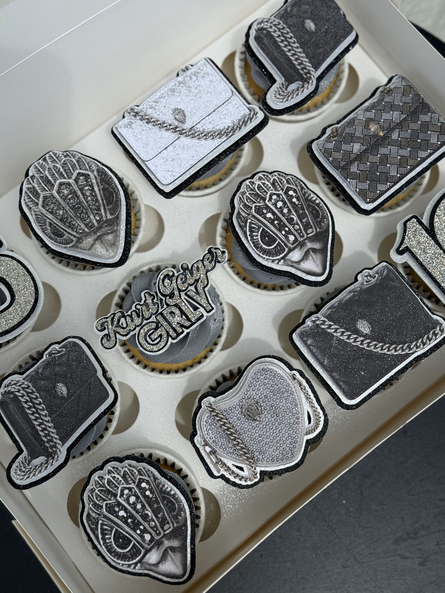 Kurt Geiger Black & White- Cupcake Template (Digital PNG file)