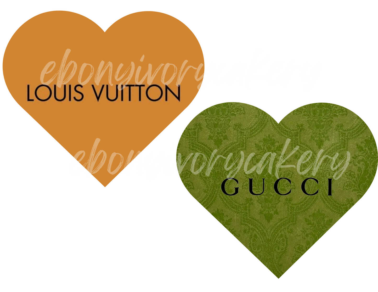 Gucci & LV Hearts - 6in Heart Cake Template (Digital PNG file)
