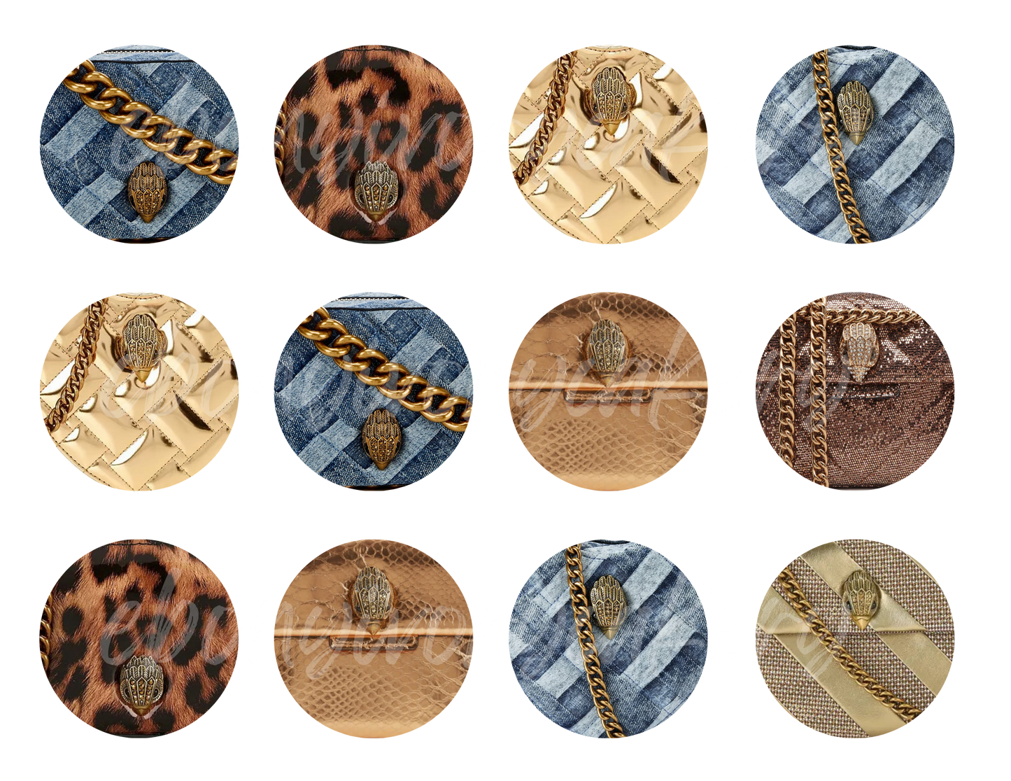 Round Denim and brown Kurt Geiger Cupcake Toppers