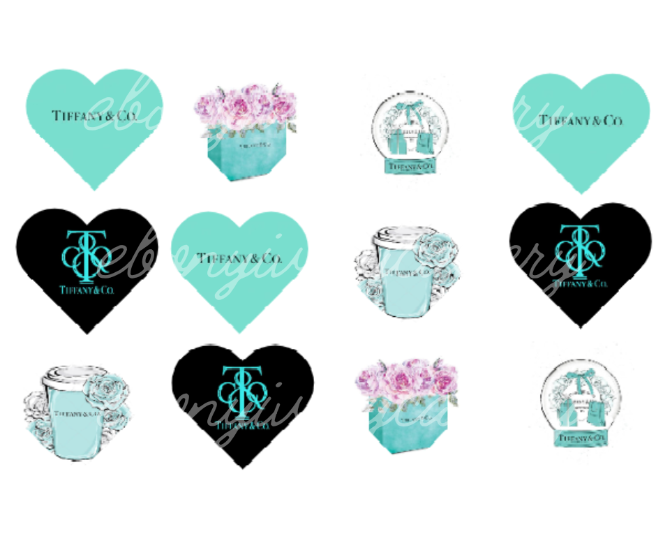 Tiffany & Co. Hearts - Cupcake Template (Digital PNG File)