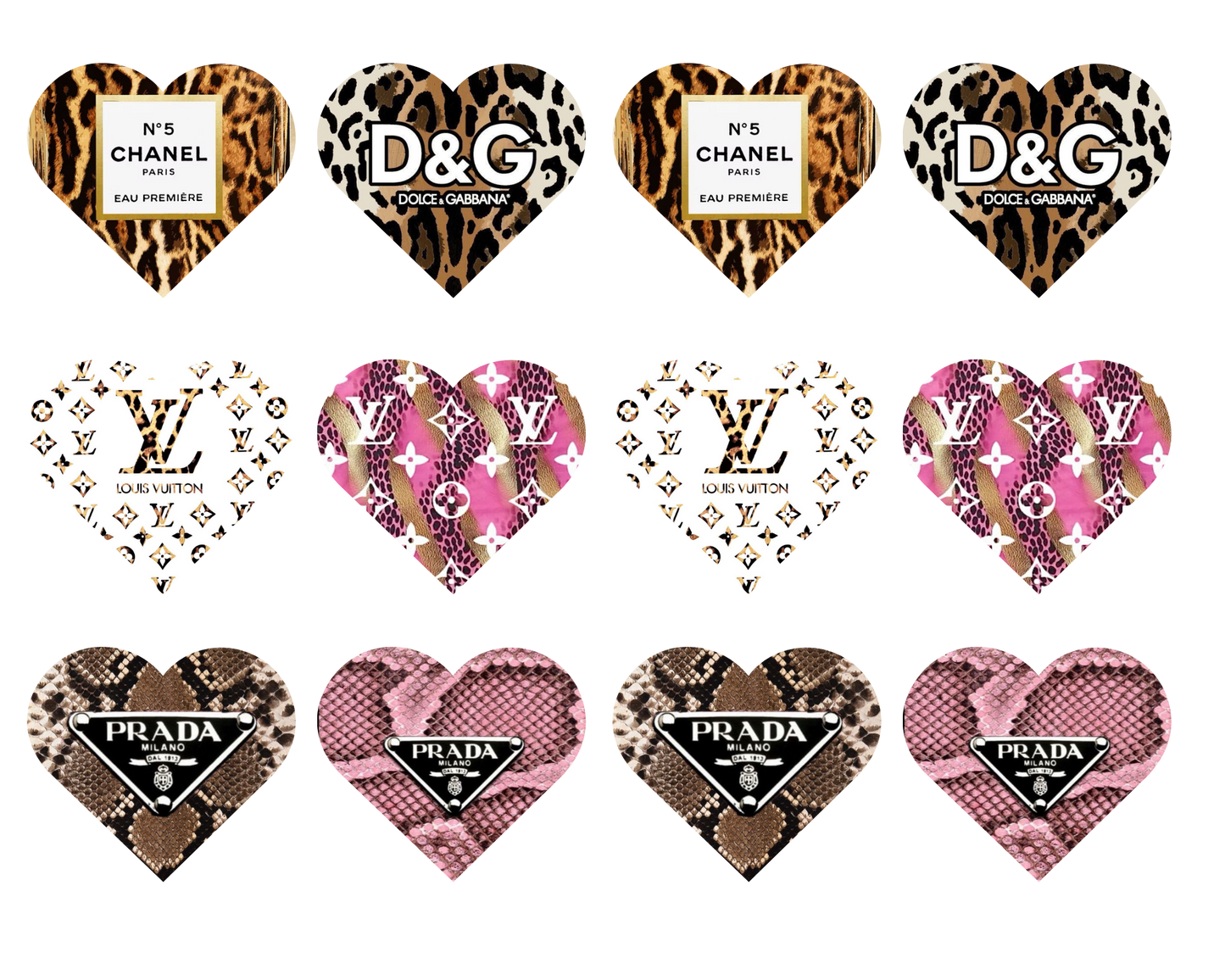 Designer Animal Print Hearts Template