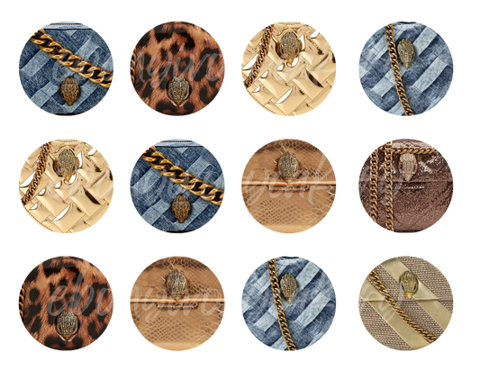 Round Denim and brown Kurt Geiger Cupcake Toppers