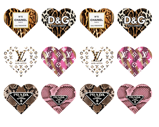 Designer Animal Print Hearts Template